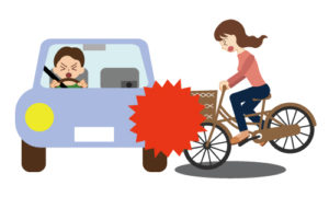 自動車と自転車の交通事故のイラスト
